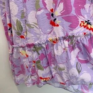 Terra & Sky Women's Plus 0X 14W Purple Floral Ruffle Sleeve Maxi Dress Tiered thumbnail 7