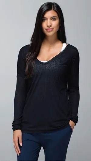 Lululemon Flip Your Dog Long Sleeve in Burlap Texture Burnout Black thumbnail 1