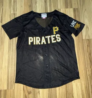 Victoria's Secret‎ Pittsburgh Pirates PINK 5th & OCEAN Sewn Mesh Jersey Sz Small thumbnail 1