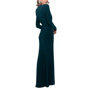 Betsy & Adam Womens Long-Sleeve Dress with Slit A25412 Pine Green 6 thumbnail 8