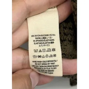 Free People We The Free Olive Green‎ Waffle Knit Split Back Thermal Top XS thumbnail 9