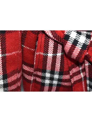 Last Kiss Red Black Plaid Belted Jacket Button Front Sz XL thumbnail 4