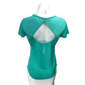 Reebok Women's Green Short Sleeve Cutout Activewear Fitness Tee T-Shirt Top XS thumbnail 2
