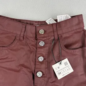 Zara Womens High Waisted Coated Shorts Burgundy Size 2 thumbnail 10