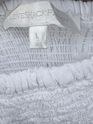 EUC LoveShackFancy Jayce Smocked Eyelet Scalloped Hem Mini Dress White Large thumbnail 12