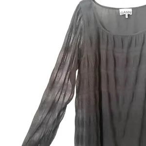 GANNI Plisse Georgette Mini Dress Black Sz‎ 40 (US 8/10) thumbnail 4