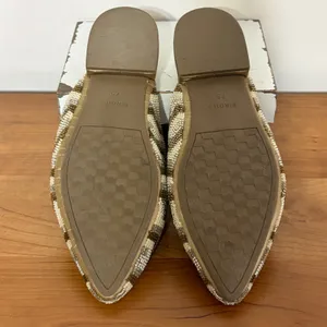Birdies The Phoebe Mules Gold Beaded Chevron Pointed‎ Toe Slides Womens 7.5 thumbnail 8