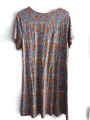 Peruvian Connection blue and orange floral Pima cotton Size XXL thumbnail 2