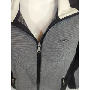 Lauren Ralph Lauren Black &‎ White Striped Full zip Track Jacket Womens Small thumbnail 2