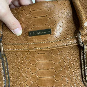 Liz Claiborne Brown Faux Leather Reptile Print Expanding Purse Bag thumbnail 7