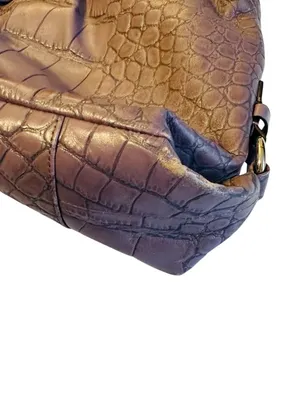 Coach Navy Gray Ashley Crocodile Carryall thumbnail 9