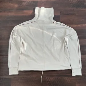 Varley Funnel Neck Pullover Cream Contrast Piping Thumbhole Large Athleisure thumbnail 4