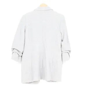 Premise Womens Light Gray Knit Open Front Ruched 3/4 Sleeve Blazer Size M thumbnail 5