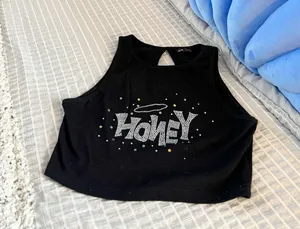 Graphic Tank Rhinestones Y2k Black Size XS thumbnail 1
