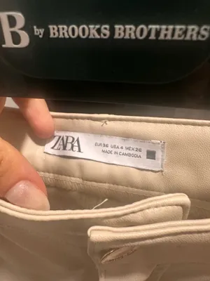 Zara Faux Leather Pants Cream thumbnail 10