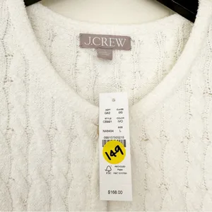 NWT J.CREW Odette Cable-Knit Sweater Lady Jacket Cotton Blend Bouclé Ivory M thumbnail 8