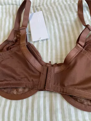 New HSIA Enchante Unlined Non Padded Lace Underwire Bra Size 36C Coffee Brown thumbnail 8