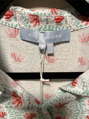 HILL HOUSE (NWT) The James Button-Down Shirt in Floral Vine, Mint/Coral, Size S thumbnail 4