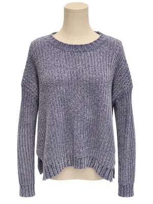 Aerie Blue Purple Chenille Sweater Oversized Crewneck Size M thumbnail 1