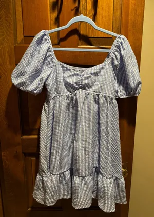 SheIn blue and white gingham dress thumbnail 1