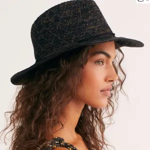 Free People Montana Woven Hat Heather‎ Black One Size thumbnail 1