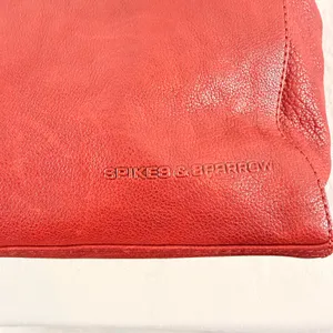 Spikes‎ & Sparrow Leather Zip Satchel Bag Purse in Red thumbnail 4