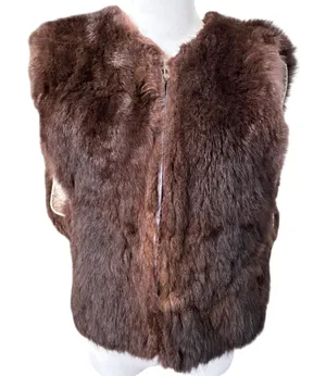 Genuine‎ Fur Vest Size Medium Brown thumbnail 1