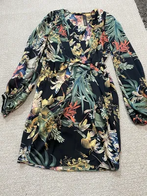 Miss Avenue Black Floral Long Sleeve Midi Shirt Dress Size M thumbnail 14