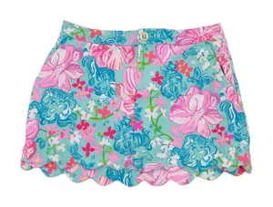 Lilly Pulitzer Colette Knit Skort Scallop Hem Size 0 Surf Blue Luscious Lions thumbnail 1