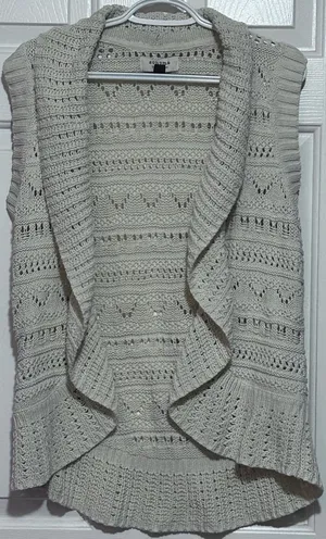 Sonoma Women's Open Front Sleeveless‎ Knitted Cream Sweater Vest Size L thumbnail 1