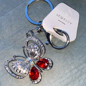 Sparkling Butterfly BagCharm/Keychain with Red Gems & Rhinestones NWT! thumbnail 2