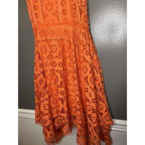 Free People Dress Womens 4 Orange Lace Halter Fit & Flare Short Boho Sundress thumbnail 6