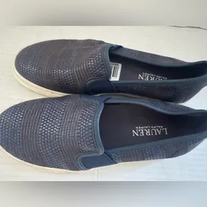 Lauren Ralph‎ Lauren Jinny Slip On Sneakers Shoes Womens size 5 Navy Blue thumbnail 3