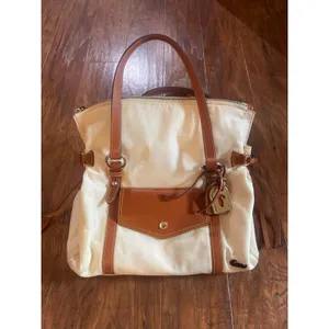 DOONEY & BOURKE Smith Bag *AS IS Nylon Leather Cream Color Purse Tote thumbnail 3