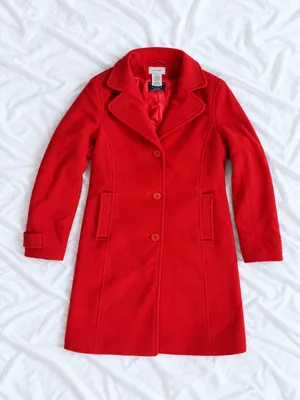 L.L.Bean Red Wool Blend Peacoat – Size 6 thumbnail 1