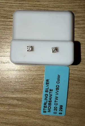 Sterling Silver & Moissanite Stud Earrings .20 CTW thumbnail 1
