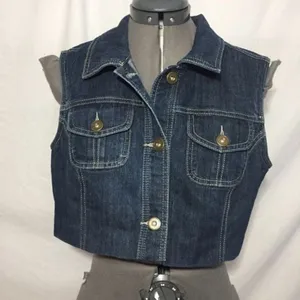Christopher Banks Cropped Denim Vest Womens M Used thumbnail 6