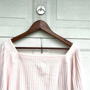 Loft Womens Shirt Pastel Pink Ribbed Square Neck Milkmaid Button Up Size Medium thumbnail 5