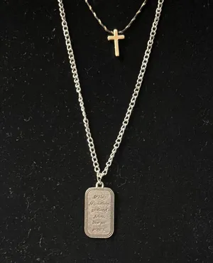 Black and Gold Cross and St Anthony’s Pendant Necklace Set new/ vintage thumbnail 1