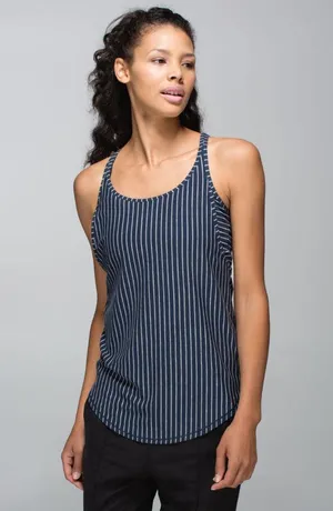 Lululemon Vita Racer Tank - West2east Stripe Inkwell Heathered Medium Grey - 4 thumbnail 3