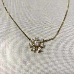 Swarovski Gold and Crystal Flower Pendant 18” thumbnail 5