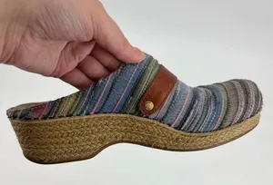 Dansko Women's Espadrille Mule Clog Shoes Multicolor Striped Wedge thumbnail 6