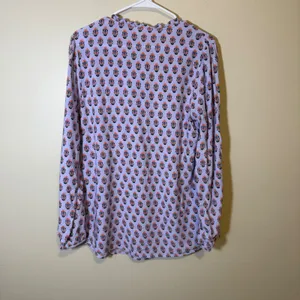 Matilda Jane Women Purple‎ Floral Print Pleated V-Neck Rayon Blouse Size Large thumbnail 7