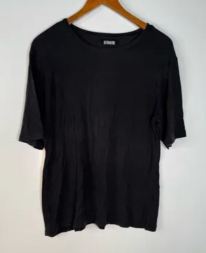 Reformation Black Ribbed Short Sleeve Shirt Size Small‎ thumbnail 1
