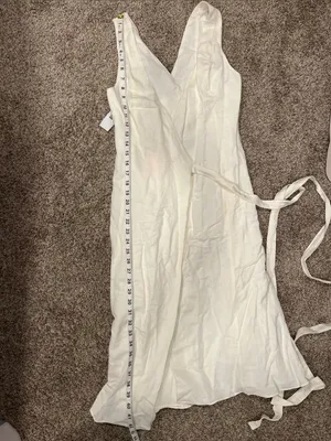 Fame and Partners Linen Blend Wrap Dress in Off White Color US Size 0 NWT thumbnail 10