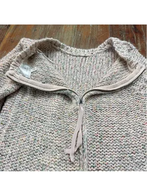 Ruby Moon Chunky Knit Speckled Sweater Tunic Wool Blend Back Zip Medium thumbnail 12