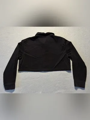 H&M Divided Women’s Small Black Corduroy Cropped Button Down Shirt thumbnail 5