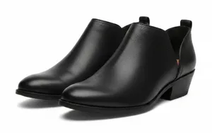 FRYE Rowen Slip-On Cut-Out Leather Ankle Boots Women 8 Black Western Versatile thumbnail 1