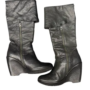 Kork-Ease Black Leather Wedge Boots Women’s 7.5 Side Zip Comfort thumbnail 7