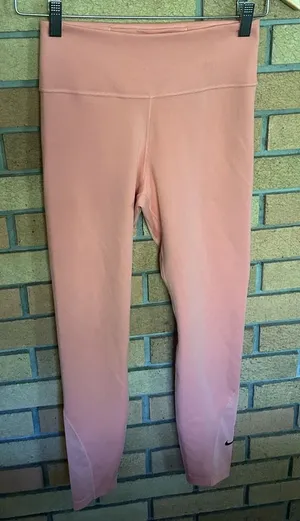 Nike Dri-Fit Blush Pink Athletic Gym Leggings Mesh Bottoms Size Small thumbnail 1